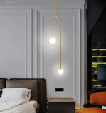 2 Light LED Gold Frosted Ball Pendant Lamp Ceiling Light - Warm White - Chandelier