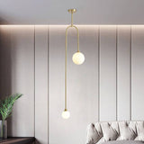 2 Light LED Gold Frosted Ball Pendant Lamp Ceiling Light - Warm White - Chandelier