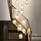 22-LIGHT LED GLASS CRYSTAL DOUBLE HEIGHT STAIR CHANDELIER - WARM WHITE - Chandelier