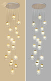 22-LIGHT LED GLASS CRYSTAL DOUBLE HEIGHT STAIR CHANDELIER - WARM WHITE - Chandelier