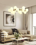 25 Light Gold Frosted Glass Chandelier Ceiling Lights Hanging - Warm White - Chandelier