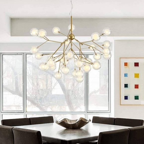 27 Lights Ball Firefly Gold Chandelier Amber Glass Led Ceiling Light Hanging Lamp - Warm White - Chandelier