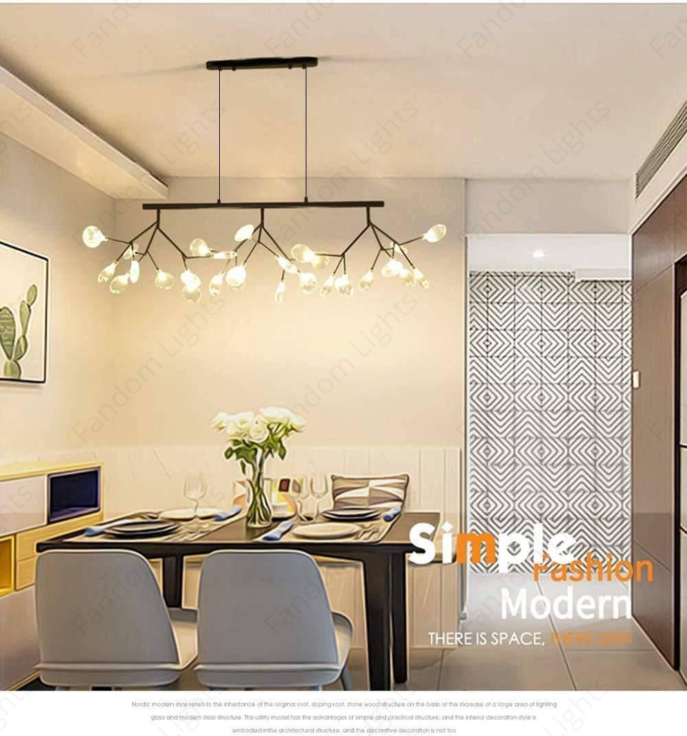 27 Lights Firefly Chandelier Amber Clear Glass Led Pendant Ceiling Lig