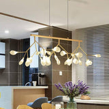 27 Lights Sputnik Firefly Gold Chandelier Metal and Amber Glass Led Pendant Lighting - Warm White - Chandelier