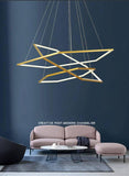 3 Light 3 Hexagonal Rings Gold LED Chandelier Hanging Lamp - Warm White - Chandelier