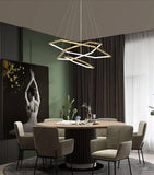 3 Light 3 Hexagonal Rings Gold LED Chandelier Hanging Lamp - Warm White - Chandelier