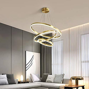 3 Light 3 Rings Golden Modern LED Chandelier Hanging Suspension Lamp - Warm White - Chandelier