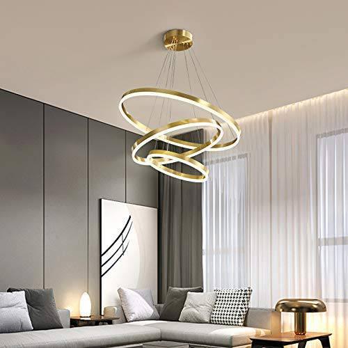 Modern Luxurious Chandelie Gold 5 Rings Chandelier Dimmable LED Chandelies  Villa High Floor Pendant Light Adjustable Ceiling Light For Livingroom  Staircase Lobby Foyer Entryway（stepless dimming） | Lazada PH