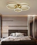 3 Light Golden Body Modern LED Ring Chandelier for Dining Living Room Office Hanging Suspension Lamp - Warm White - Chandelier