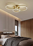 3 Light Golden Body Modern LED Ring Chandelier for Dining Living Room Office Hanging Suspension Lamp - Warm White - Chandelier