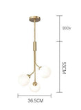 3 Light LED Gold Frosted Ball Pendant Lamp Ceiling Light - Warm White - Chandelier