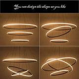 3 Ring Black Modern Double LED Chandelier for Dining Living Room Office Hanging Suspension Lamp - Warm White - Chandelier