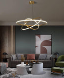 3 Ring Gold Body Modern Double LED Chandelier for Dining Living Room Office Hanging Suspension Fancy Lamp - Warm White - Chandelier