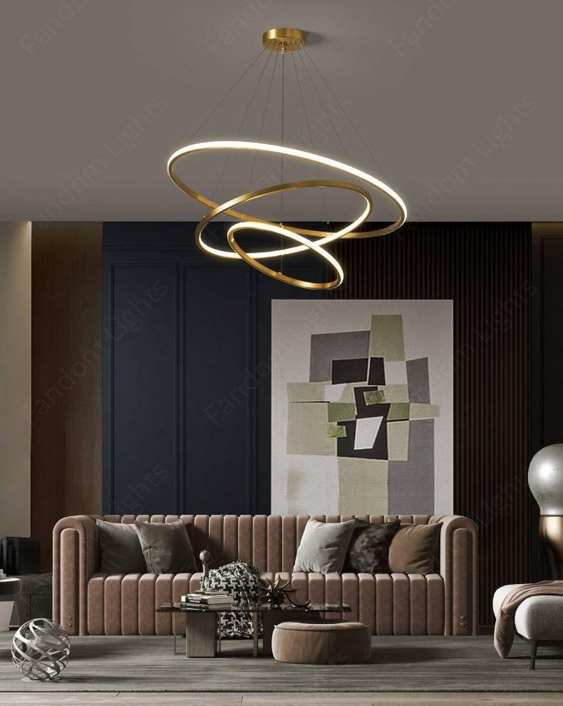 Ring Gold Body Modern Double LED Chandelier for Dining Living