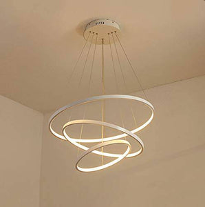 3 Ring White Body Modern Double LED Chandelier for Dining Living Room Office Hanging Suspension Fancy Lamp - Warm White - Chandelier