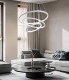 3 Ring White Body Modern Double LED Chandelier for Dining Living Room Office Hanging Suspension Fancy Lamp - Warm White - Chandelier