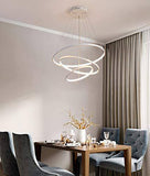 3 Ring White Body Modern Double LED Chandelier for Dining Living Room Office Hanging Suspension Fancy Lamp - Warm White - Chandelier