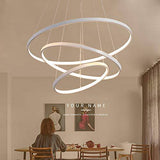 3 Ring White Body Modern Double LED Chandelier for Dining Living Room Office Hanging Suspension Fancy Lamp - Warm White - Chandelier