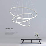 3 Ring White Body Modern Double LED Chandelier for Dining Living Room Office Hanging Suspension Fancy Lamp - Warm White - Chandelier