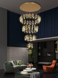 31-LIGHT LED ACRYLIC GOLD Leaf DOUBLE HEIGHT STAIR CHANDELIER - WARM WHITE - Chandelier