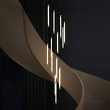 31-LIGHT LED Acrylic Gold Stick DOUBLE HEIGHT STAIR CHANDELIER - WARM WHITE - Chandelier