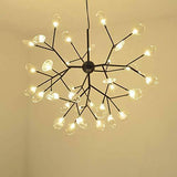 36 Lights Firefly Chandelier Amber Glass Led Pendant Lighting Ceiling Light Fixture Hanging Lamp - Warm White - Chandelier