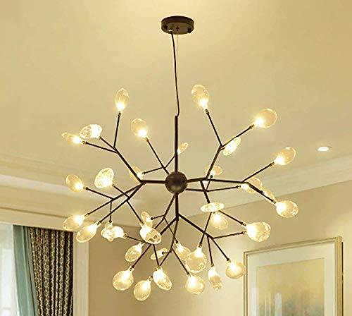 36 Lights Firefly Chandelier Amber Glass Led Pendant Lighting Ceiling Light Fixture Hanging Lamp - Warm White - Chandelier