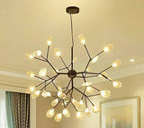 36 Lights Firefly Chandelier Amber Glass Led Pendant Lighting Ceiling Light Fixture Hanging Lamp - Warm White - Chandelier