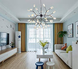 36 Lights Firefly Chandelier Amber Glass Led Pendant Lighting Ceiling Light Fixture Hanging Lamp - Warm White - Chandelier