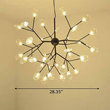 36 Lights Firefly Chandelier Amber Glass Led Pendant Lighting Ceiling Light Fixture Hanging Lamp - Warm White - Chandelier