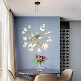 36 Lights Firefly Gold Metal Chandelier Amber Glass Led Ceiling Hanging Light - Warm White - Chandelier