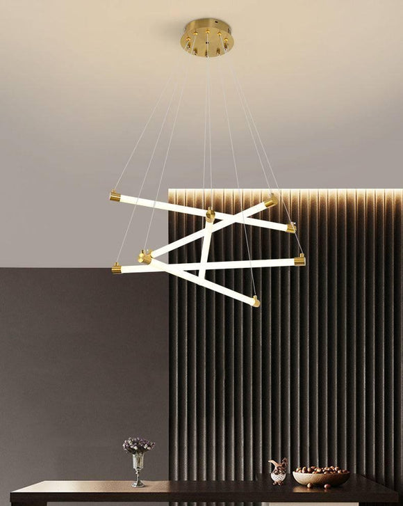 4 Heads Led Gold Body Modern Chandelier Pendant Light Hanging Lamp - Natural White 4000K - Chandelier