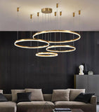 4 Light 4 Rings Golden Big LED Chandelier Hanging Lamp - Warm White - Chandelier