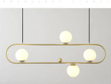 4 Light Frosted Glass Oval Gold Metal Chandelier Ceiling Lights Hanging - Warm White - Chandelier