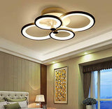 4 Light Round White Body Modern LED Chandelier for Dining Living Room Office Hanging Suspension Lamp - Warm White - Chandelier