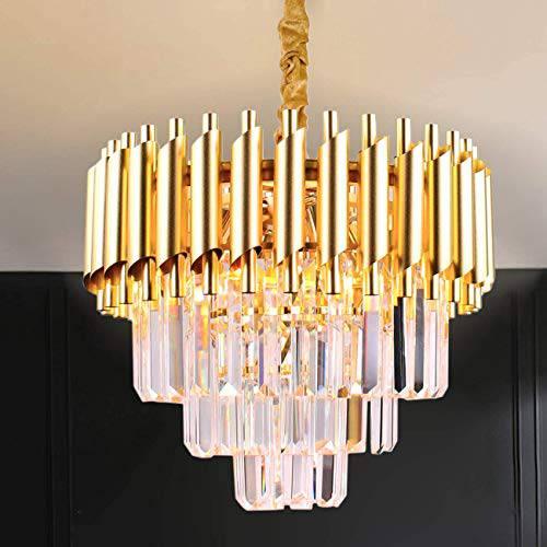 400MM Gold Tube Stainless Steel K9 Crystal Pendant Chandelier Ceiling Pendant Lamp Foyer Lights Lamps Modern Hanging - Warm White - Chandelier