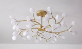 45 Lights Frosted Firefly Gold Chandelier Glass Led Ceiling Light Hanging Lamp - Warm White - Chandelier