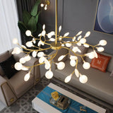 45 Lights Frosted Firefly Gold Chandelier Glass Led Ceiling Light Hanging Lamp - Warm White - Chandelier