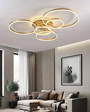 5 Light Golden Body Modern LED Ring Chandelier for Dining Living Room Office Hanging Suspension Lamp - Warm White - Chandelier