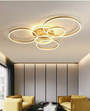 5 Light Golden Body Modern LED Ring Chandelier for Dining Living Room Office Hanging Suspension Lamp - Warm White - Chandelier