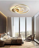 50W 2 Light Gold Body Modern LED Ring Chandelier for Dining Living Room Office Hanging Suspension Lamp - Warm White - Chandelier
