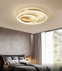 50W 2 Light Gold Body Modern LED Ring Chandelier for Dining Living Room Office Hanging Suspension Lamp - Warm White - Chandelier