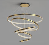 50W 5 Lights 5 Rings Gold Black Body LED Chandelier Hanging Lamp - Warm White - Chandelier