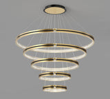 50W 5 Lights 5 Rings Gold Black Body LED Chandelier Hanging Lamp - Warm White - Chandelier