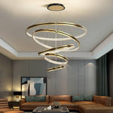 50W 5 Lights 5 Rings Gold Black Body LED Chandelier Hanging Lamp - Warm White - Chandelier