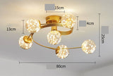 6 Light Fairy Light Gold Amber Glass Chandelier Ceiling Lights - Warm White - Chandelier