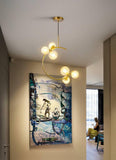 6 Light Gold Fairy Light Glass Chandelier Ceiling Lights Hanging - Warm White - Chandelier