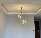 6 Light Gold Fairy Light Glass Chandelier Ceiling Lights Hanging - Warm White - Chandelier