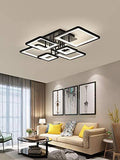 6 Light Rectangular Black Body Modern LED Chandelier Ring for Dining Living Room Office Hanging Suspension Lamp - Warm White - Chandelier