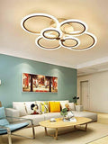 6 Light Round White Body Modern LED Chandelier for Dining Living Room Office Hanging Suspension Lamp - Warm White - Chandelier